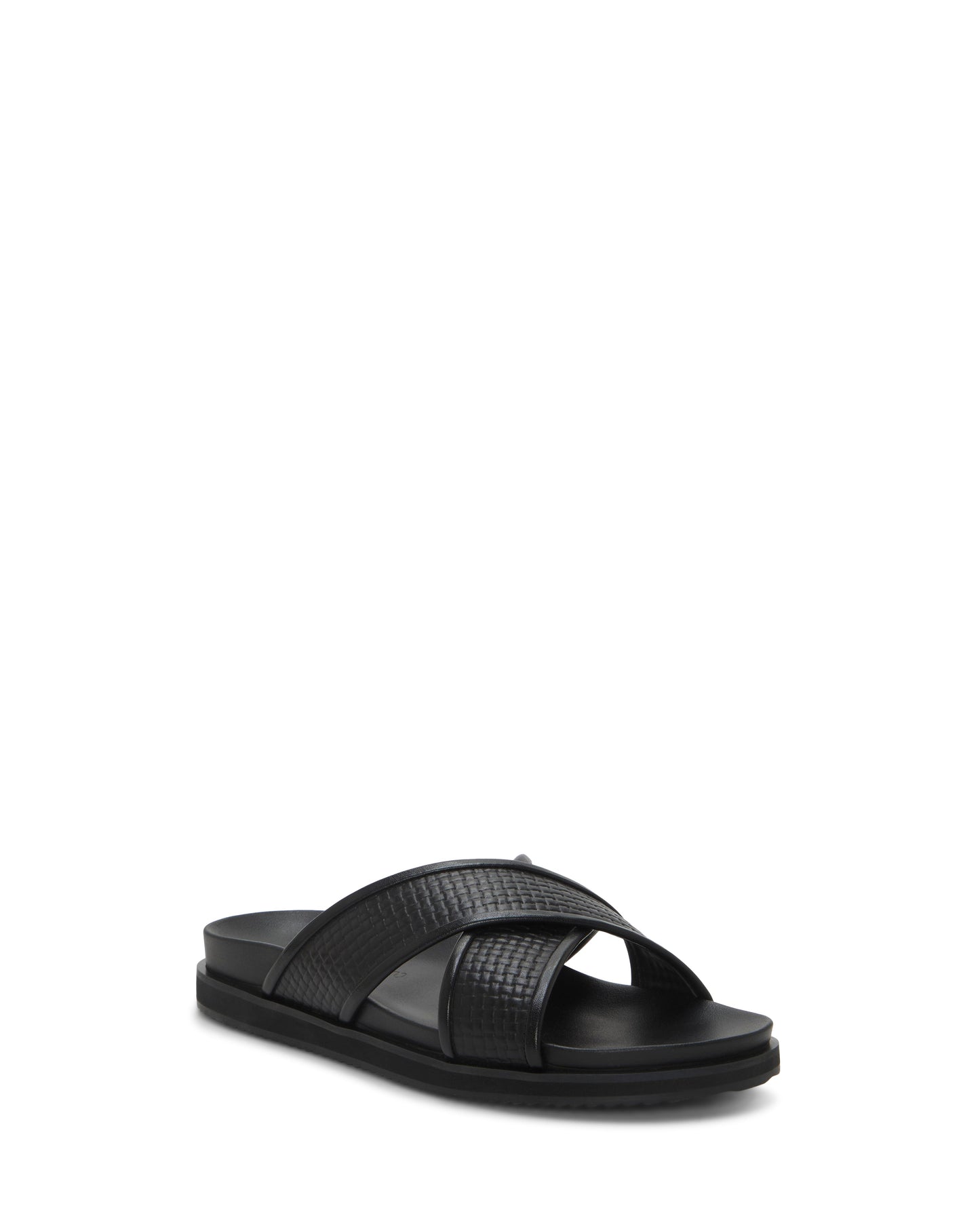 Vince Camuto Men's Dabor Cross-Band Sandal Black\/Black Leather