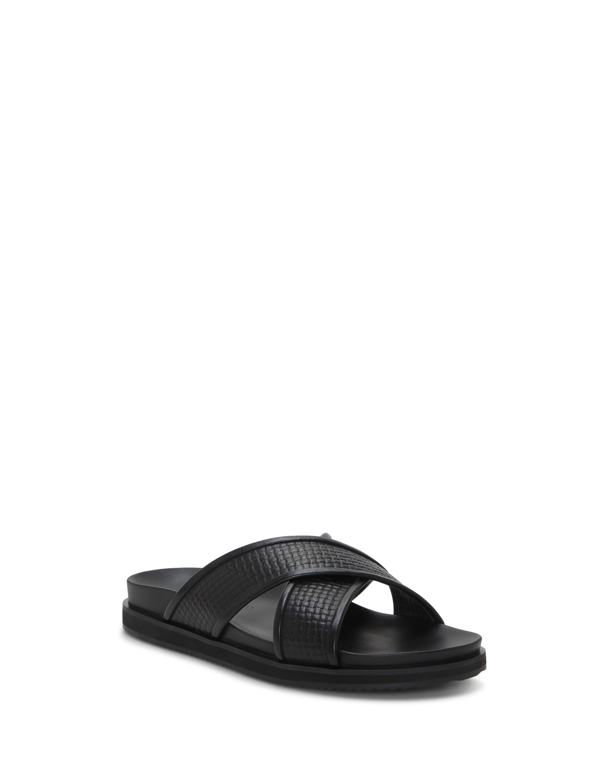 Vince Camuto Men's Dabor Cross-Band Sandal Black\/Black Leather