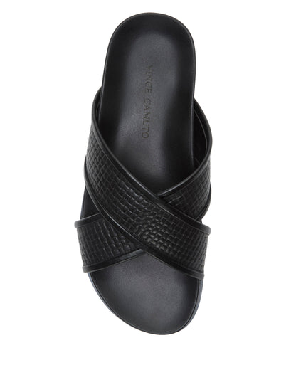 Vince Camuto Men's Dabor Cross-Band Sandal Black\/Black Leather